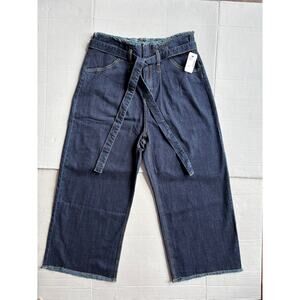 RENVY NWT Dark Wash Culotte Wide Leg Cropped Jeans 31 Rare Discontinued TieWaist